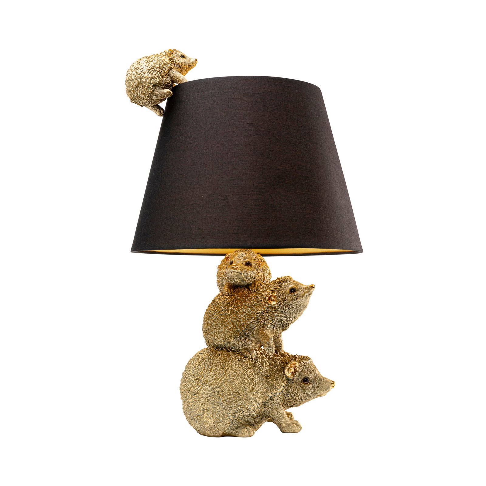 Kare galda lampa Animal Hedgehog Family, zelta/brūna, E27