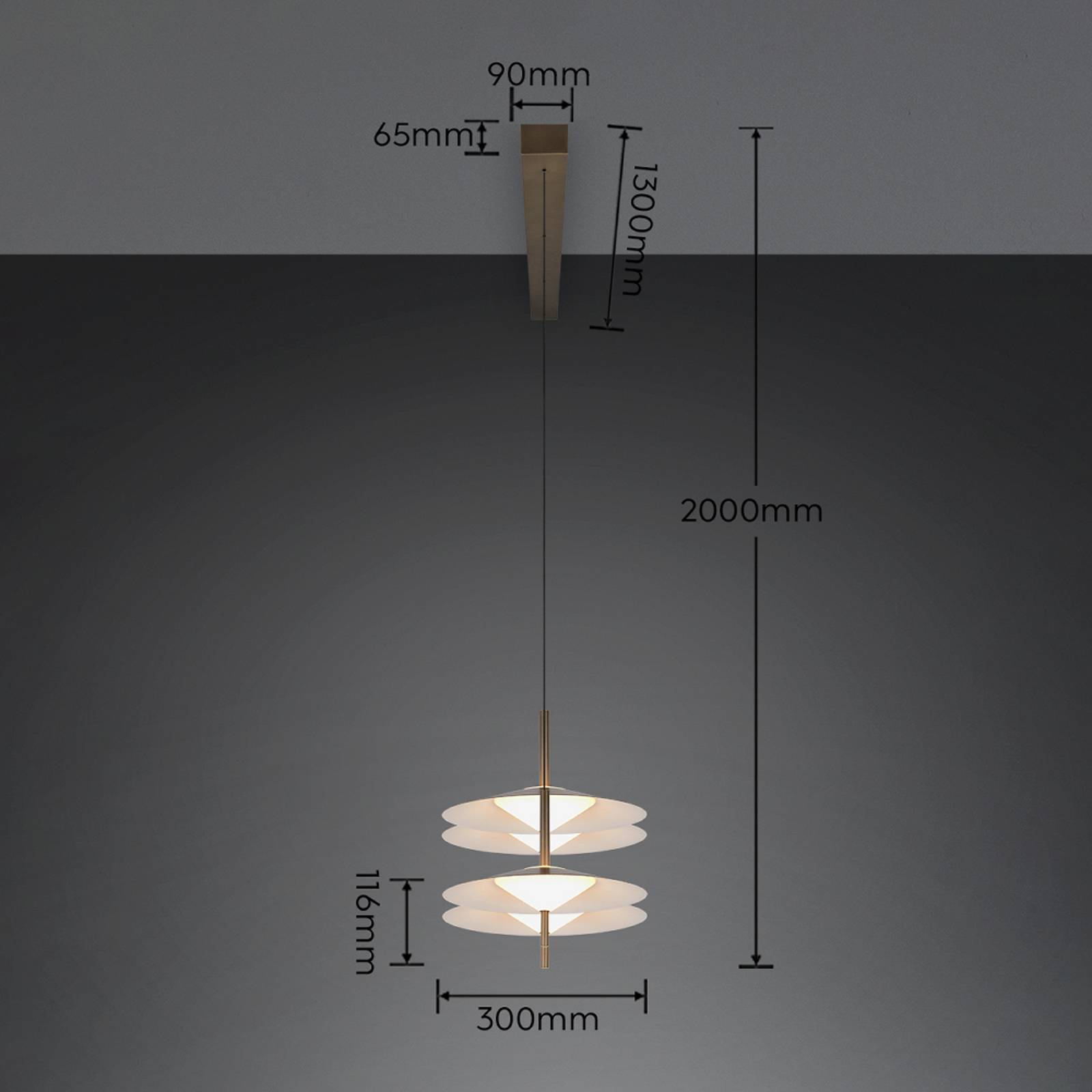 Trio Lighting LED hanglamp Amalo, platinakleurig, lengte 146 cm, CCT, 4-lamps.