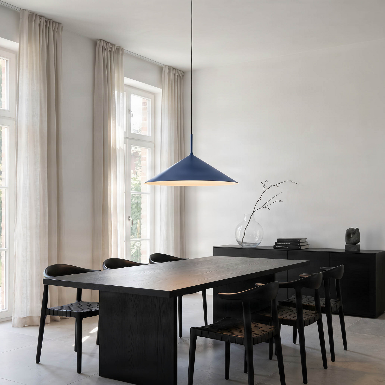 Lampa wisząca Capital, niebieska, 1-punktowa, Ø 60 cm, GX53