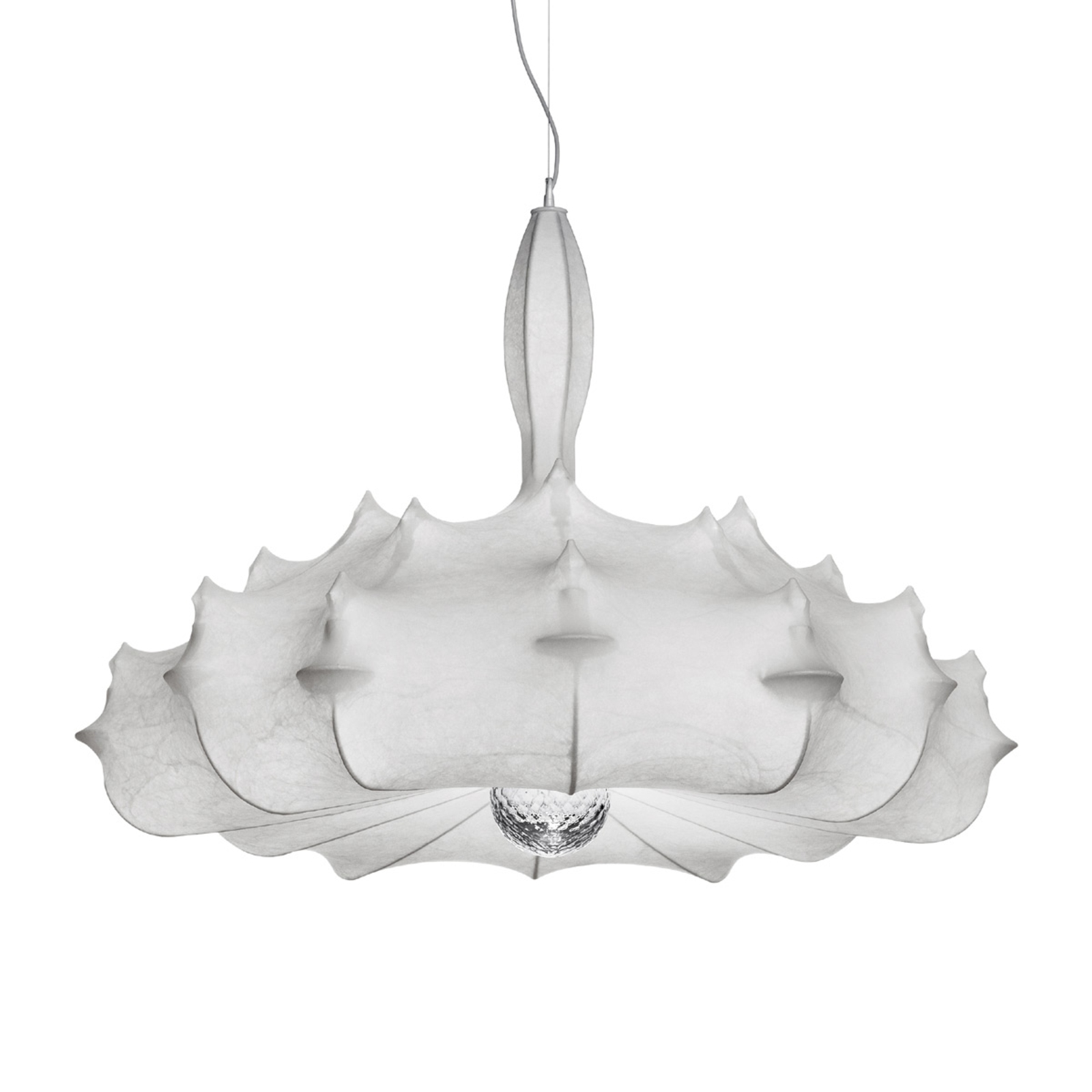 Flos Zeppelin 1 Impressive Pendant Lamp, 110 cm, for Living / Dining Room, Resin fibre, steel, crystal, PMMA, E27, 205 W, energy efficiency: E, H: 74 cm