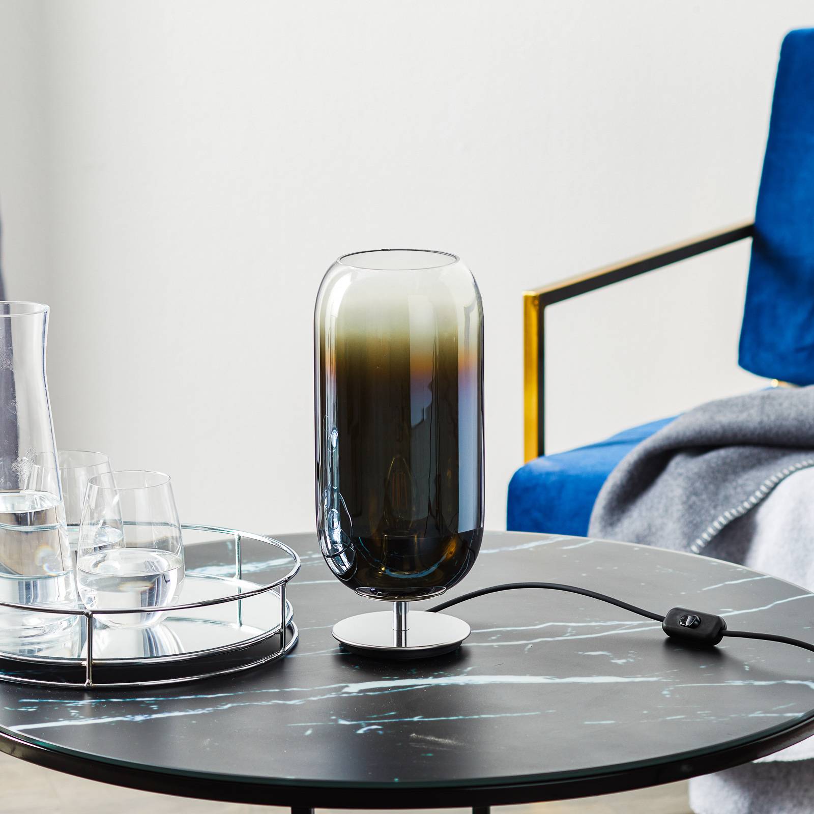 Artemide Gople Mini stołowa niebieska/srebrna