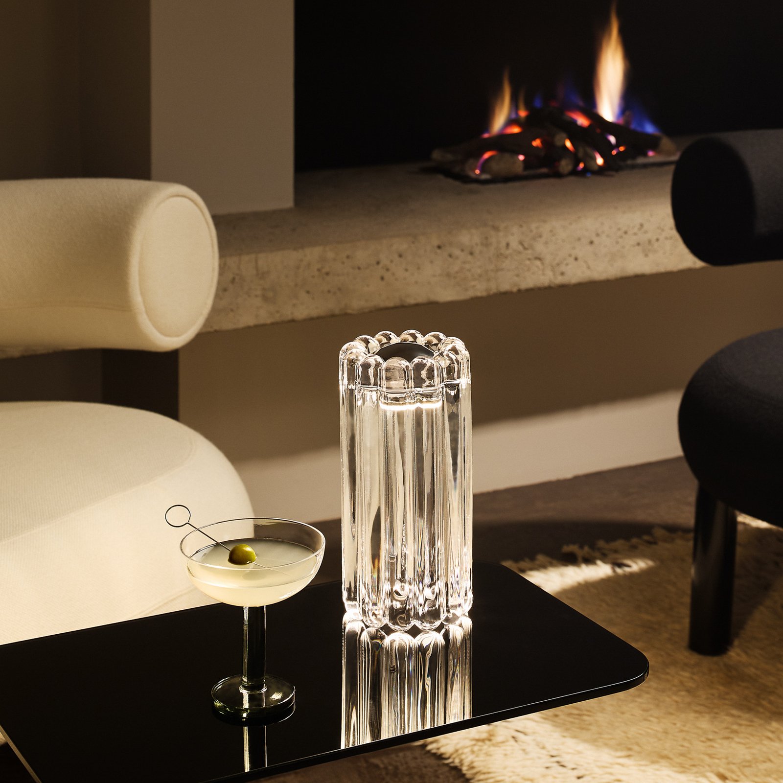 Tom Dixon LED настолна лампа Press, прозрачна, 24 см, стъкло