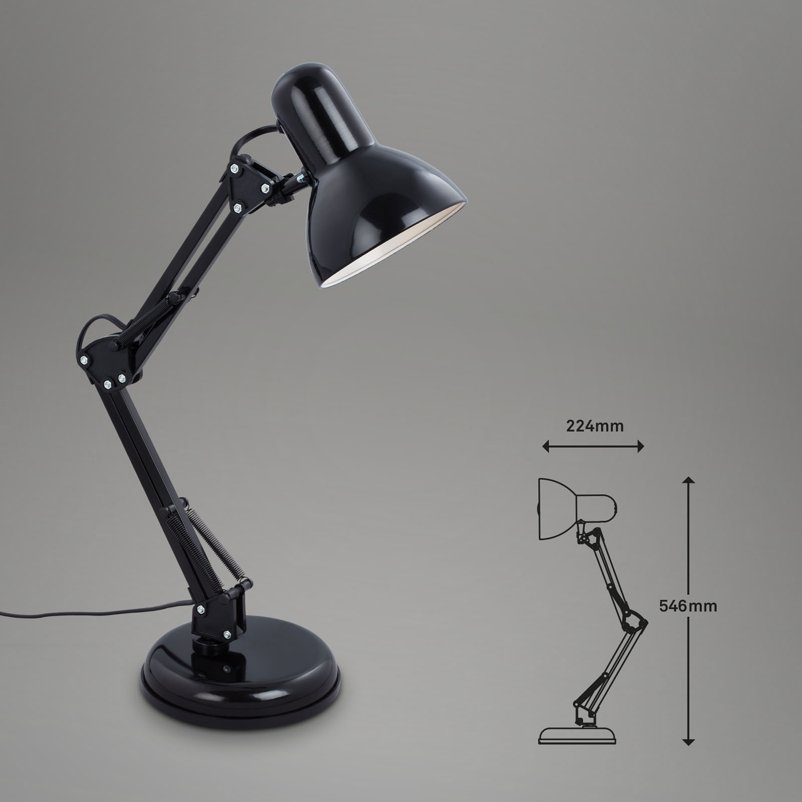 Pixa desk lamp, adjustable, E14, black