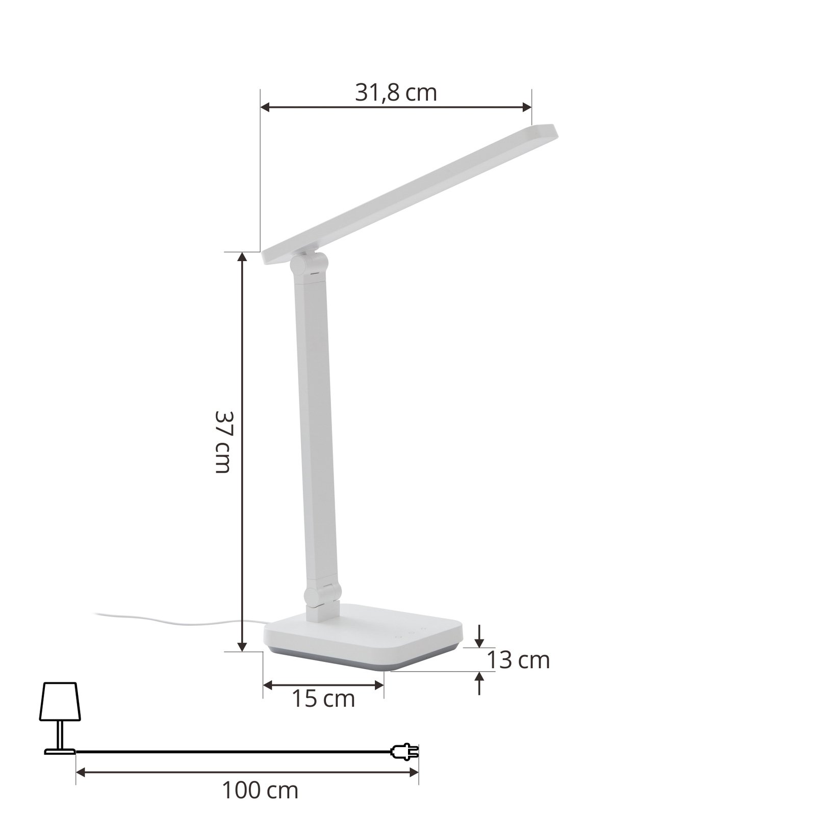 Lampe de bureau LED Lindby Rylas, blanc, USB, CCT