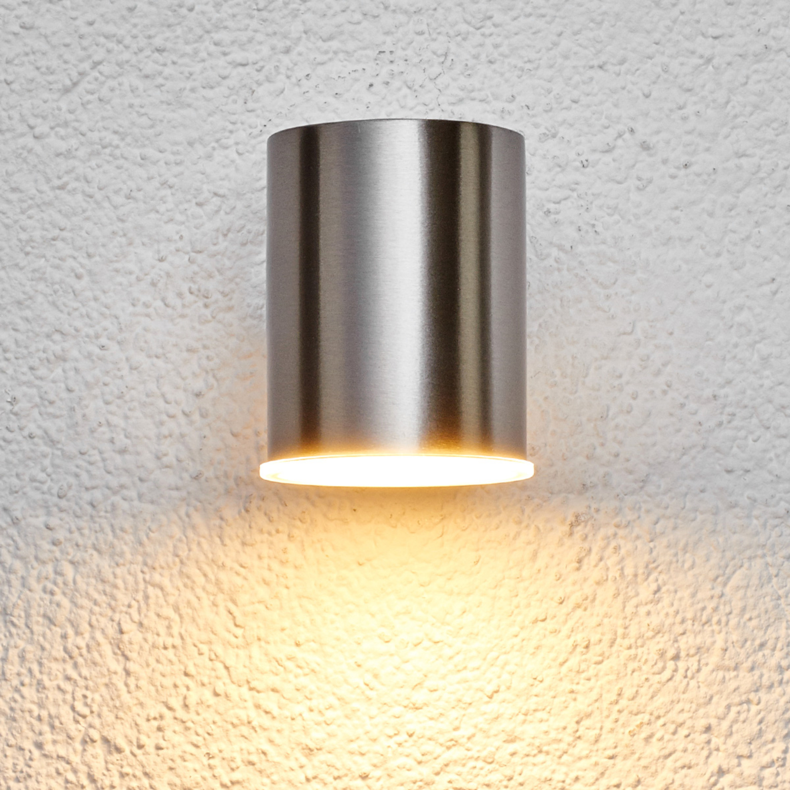 Rund LED-udendørsvæglampe Morena af rustfrit stål