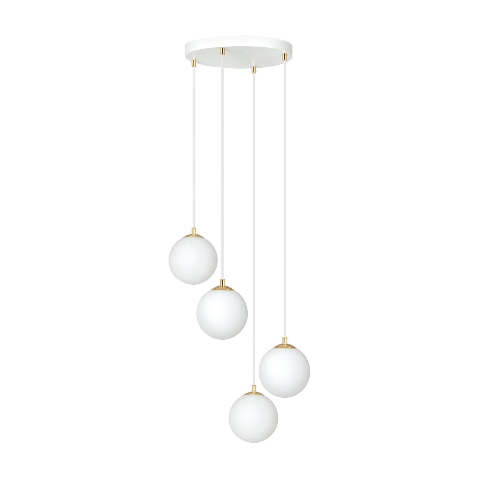 Royal pendant light, 4-bulb, opal white/white, glass, E14