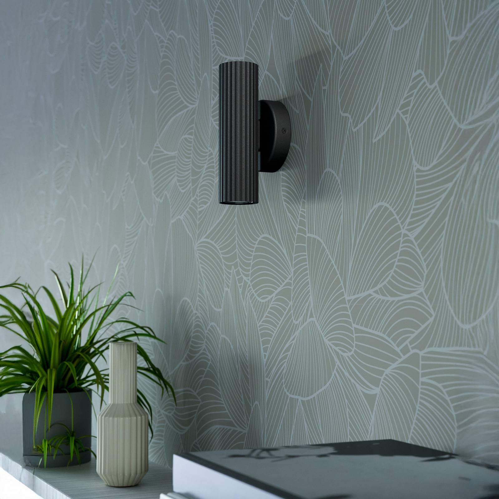 Væglampe Portillo, sort, højde 20 cm, 2 lyskilder, GU10 Væglampe Portillo, sort, højde 20 cm, 2 lyskilder, GU10