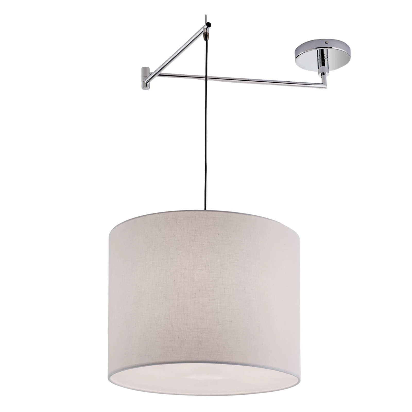 Závesná lampa Artak s bielym látkovým tienidlom