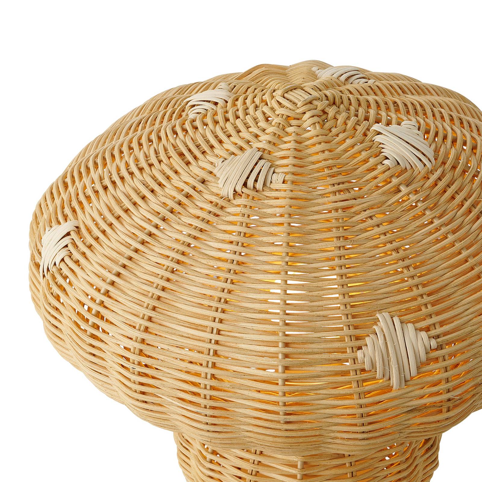 Lampa stołowa Allie, rattan, kształt grzyba, naturalny brąz