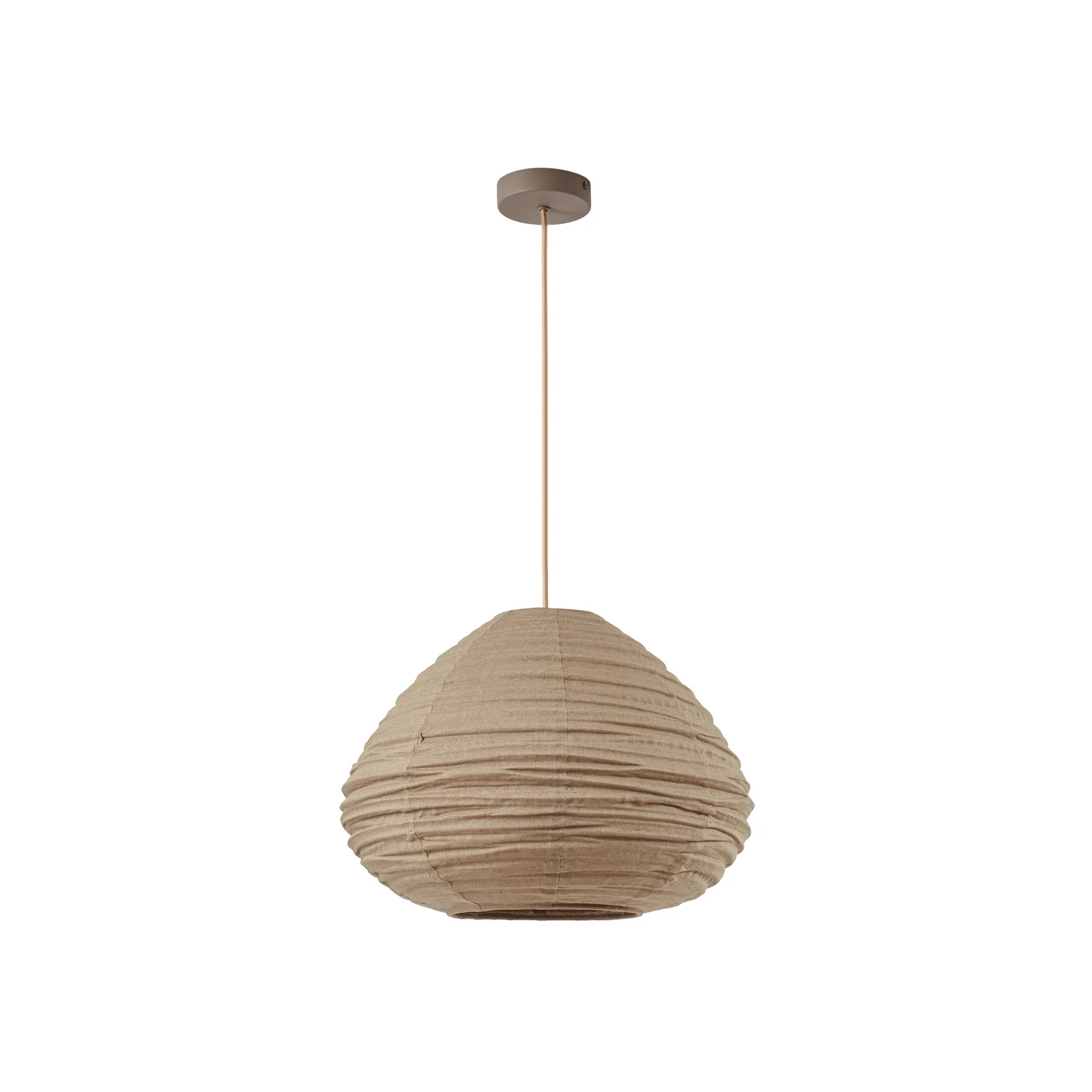 Suspension Lindby « Autumn », taupe, Ø 40 cm, lin, forme de goutte