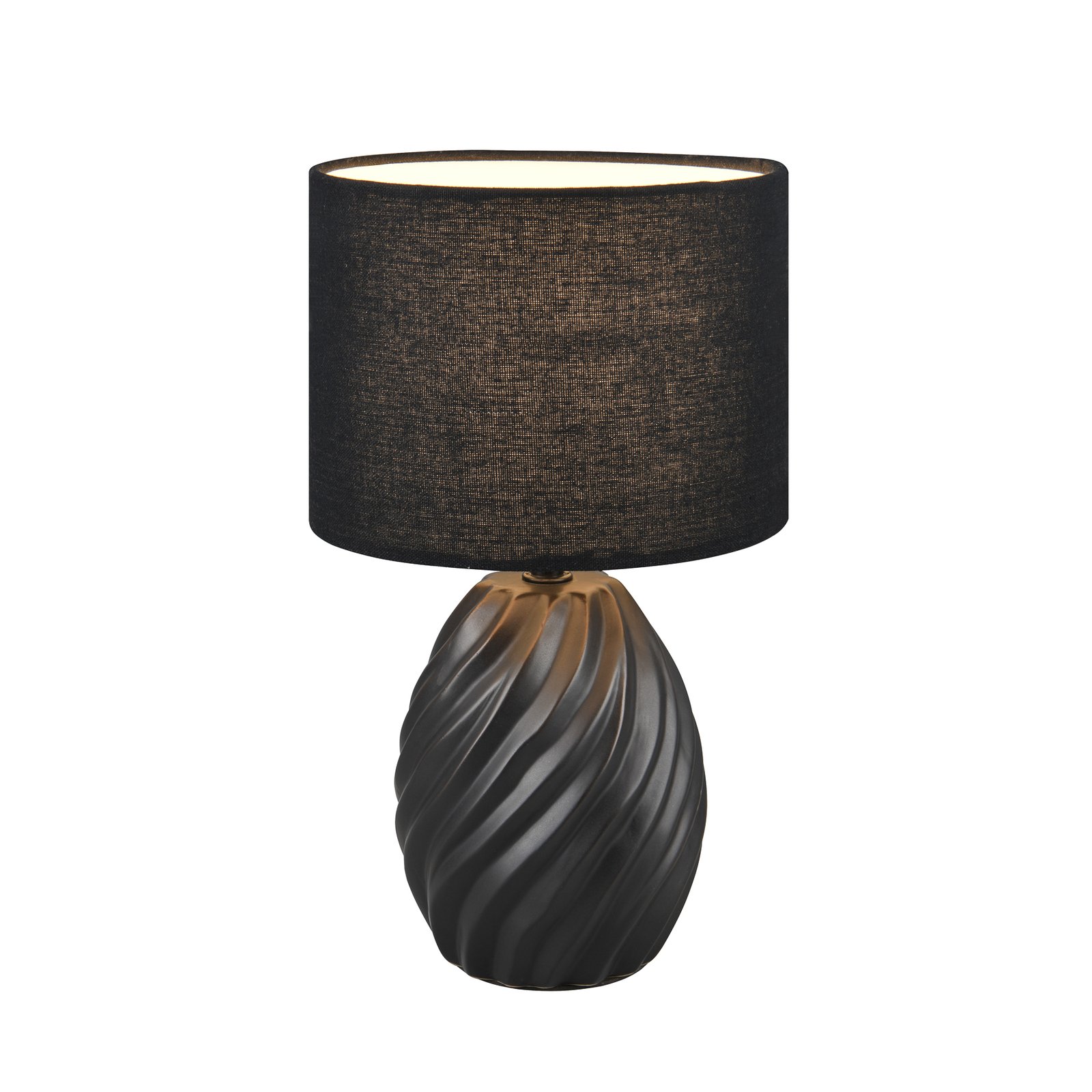 Melva table lamp, matt black, Ø 18 cm, ceramic, E14