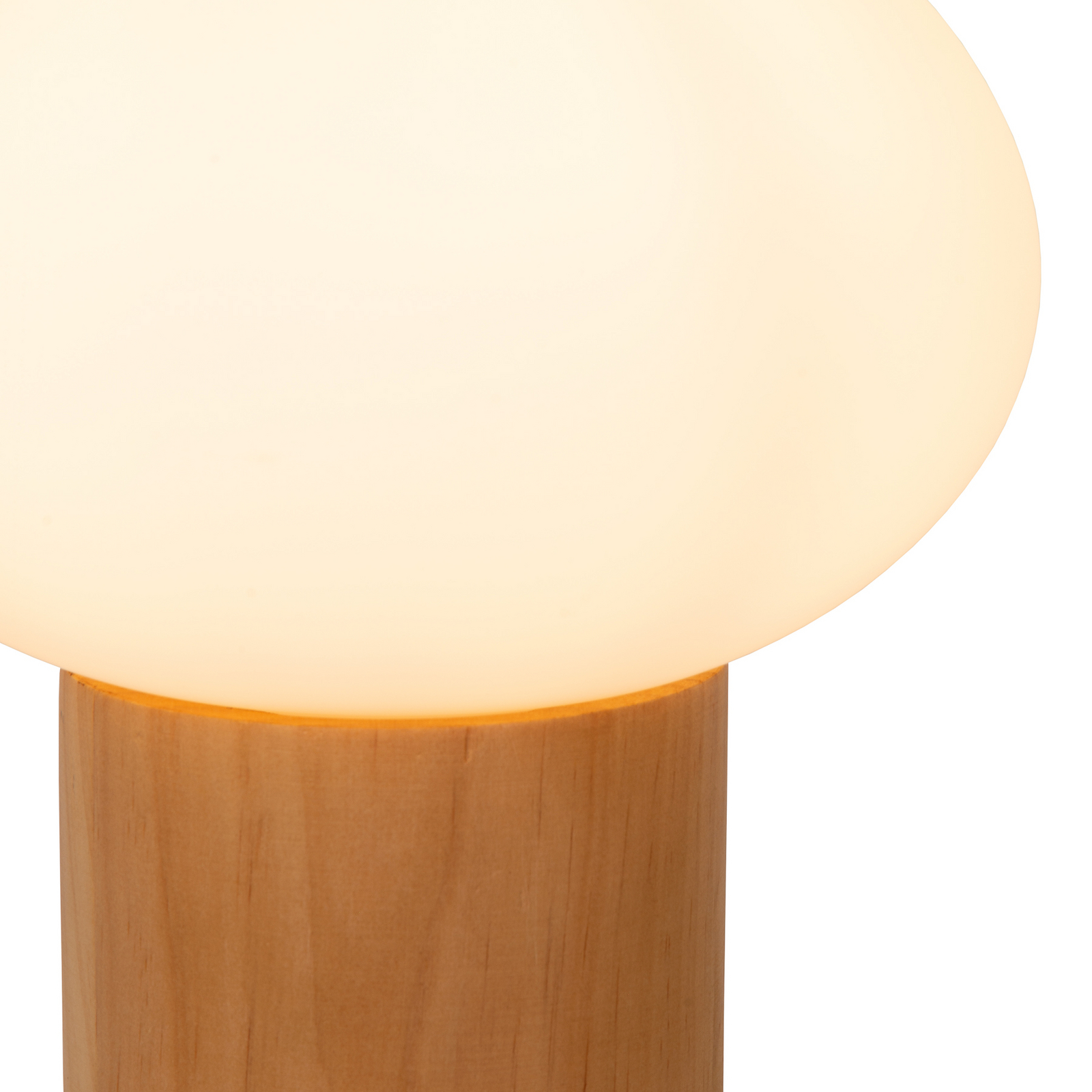 Tafellamp Birtle, hoogte 38 cm, wit/licht hout, hout/glas