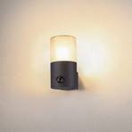 SLV Grafit outdoor wall light cylindrical with sensor
