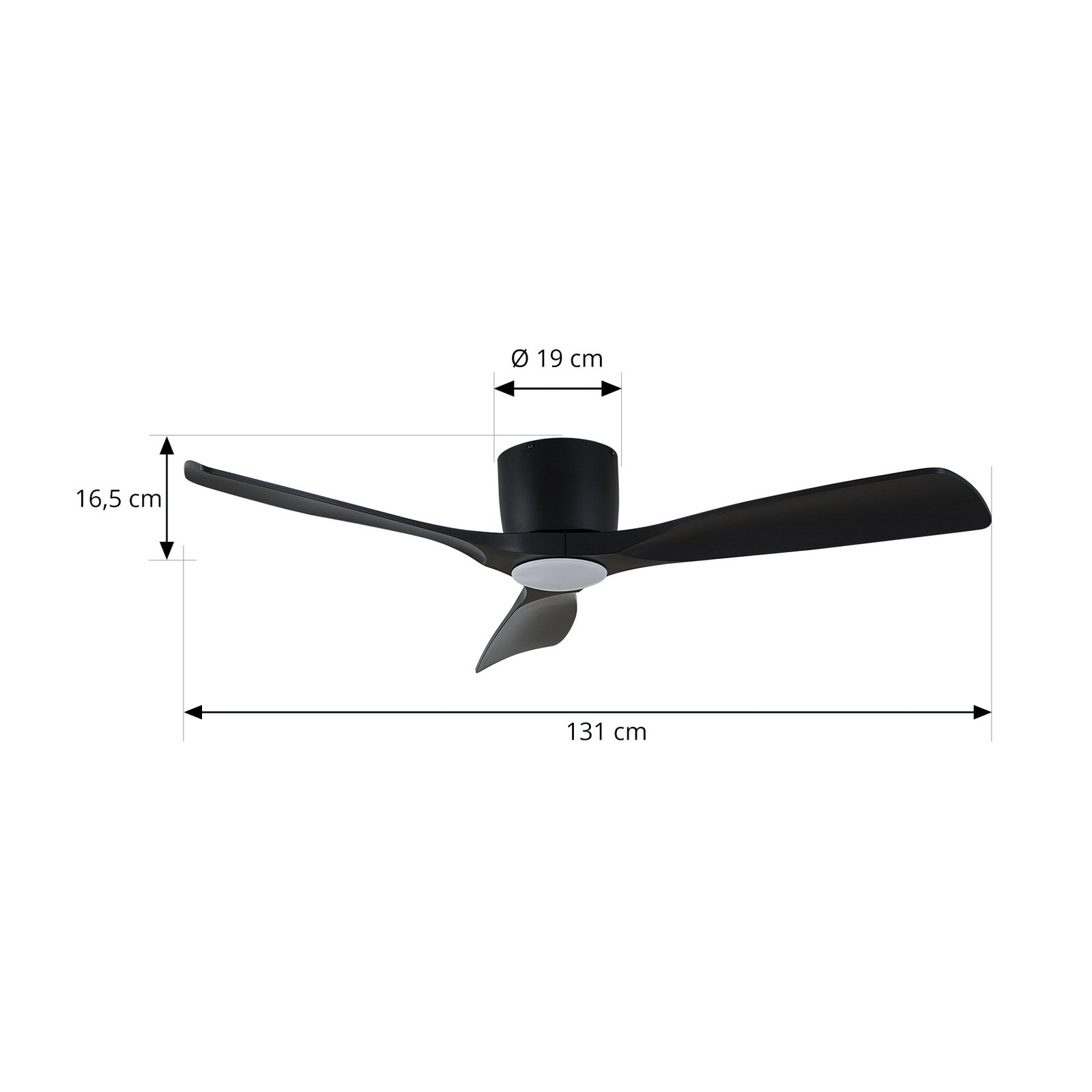 Lucande Ventilateur de plafond LED intelligent Moneno, noir, DC, Tuya