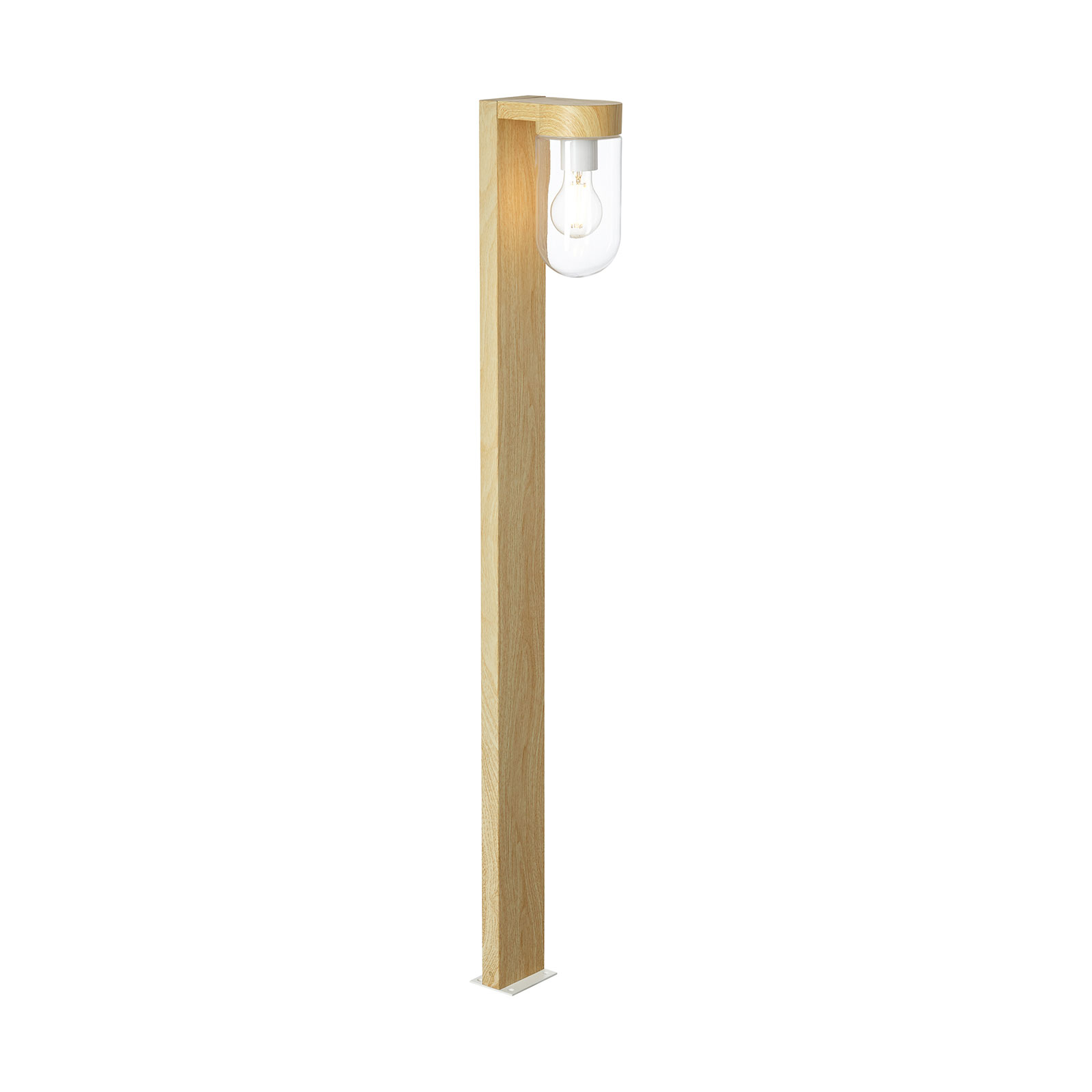 Brilliant Cabar path light in a wood look, glass lampshade, metal, glass, E27, 40 W, energy efficiency: A++, L: 16 cm, W: 10 cm, H: 110 cm