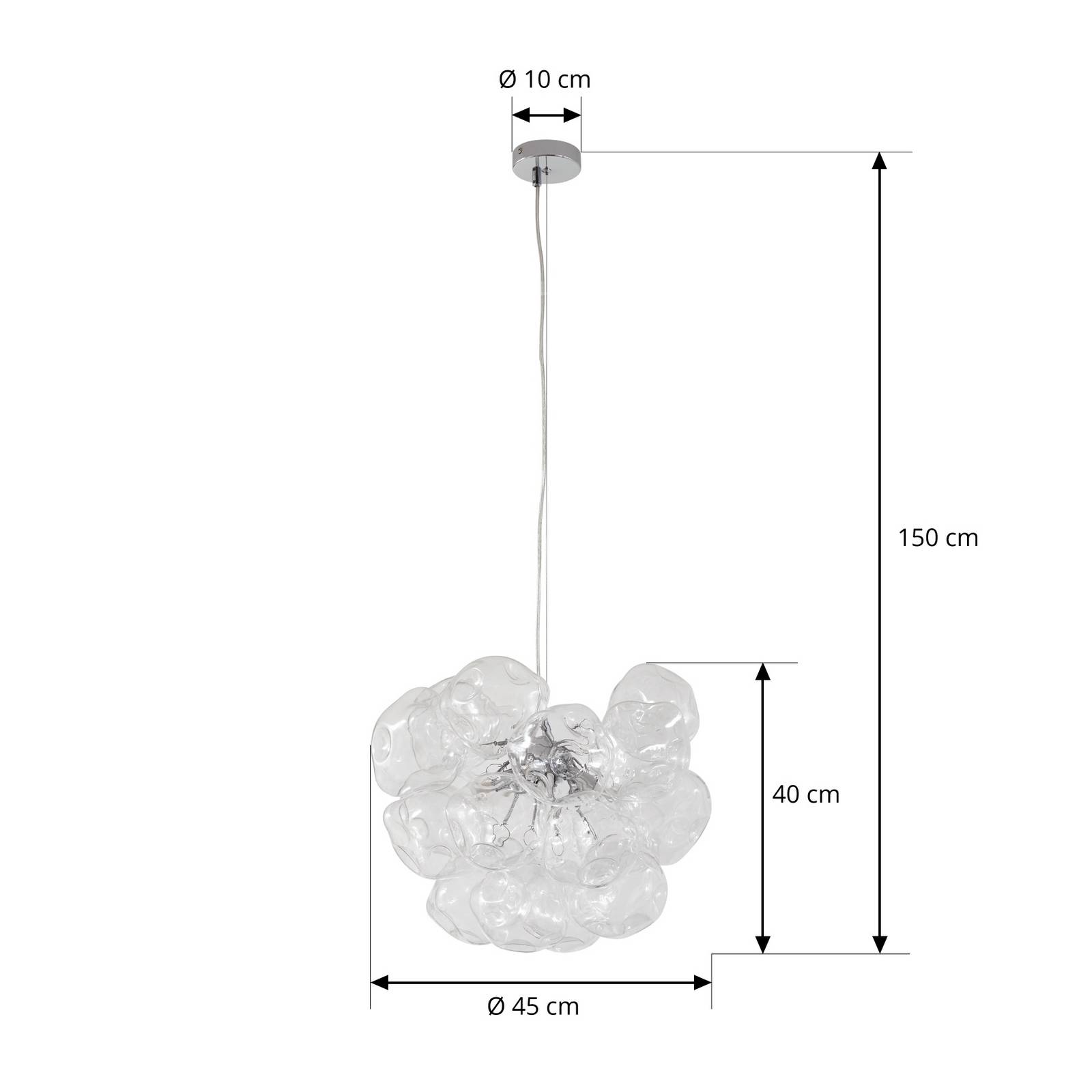 Lucande Hängeleuchte Diborah, klar, Ø 43 cm, Glas, G9 günstig online kaufen