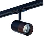 Lindby Linaro skinnespotlight, rund, svart/brun, aluminium