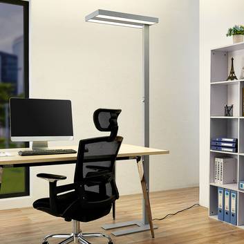 ELC Curina LED werkkamer-vloerlamp+dimmer, zilver