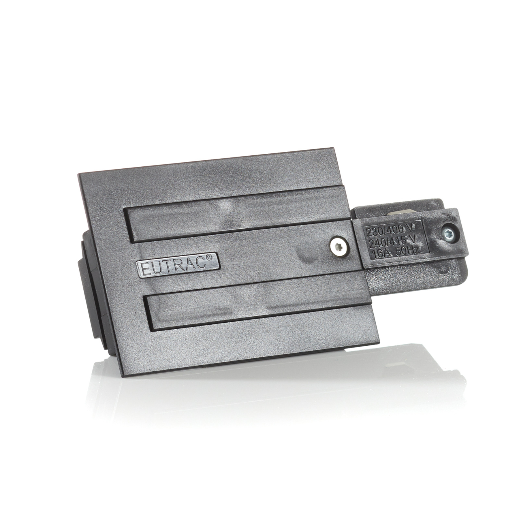 EUTRAC Eutrac power feed right, recessed track, black, L: 8.3 cm