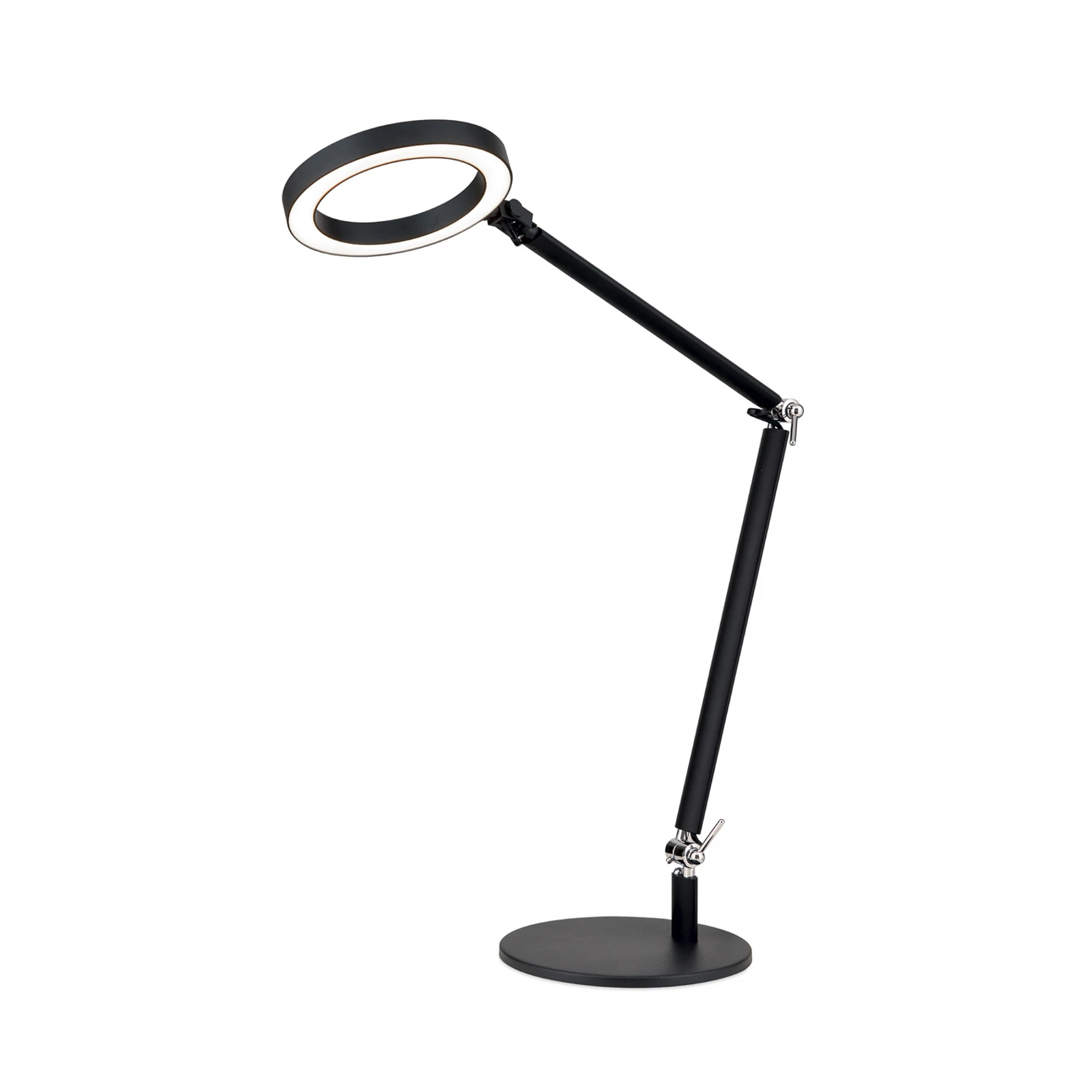Lampada LED da tavolo Ringo, nera, in metallo, regolabile, dimmerabile