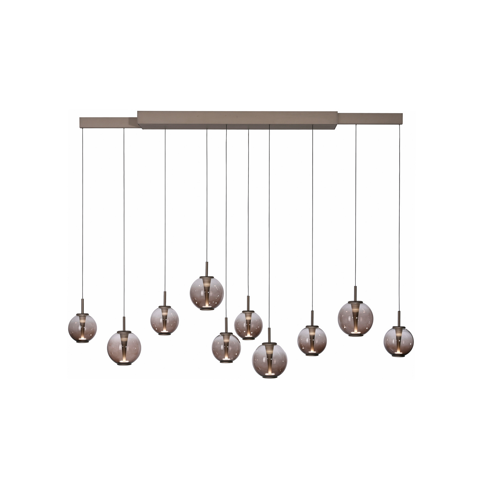 PURE LED-Pendellampe E-Infinity bronze/amber, 198 cm, 10-flg