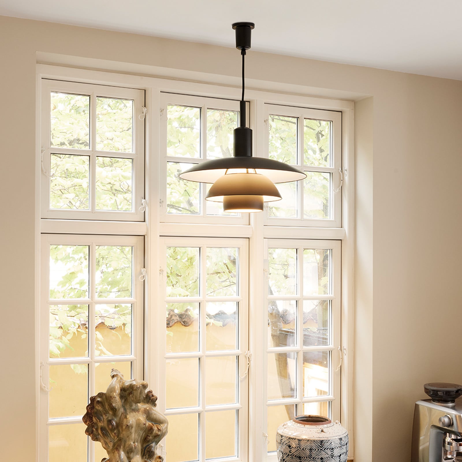 PH 5/5 Pendel Black/Opal Louis Poulsen - Stue - Aluminium