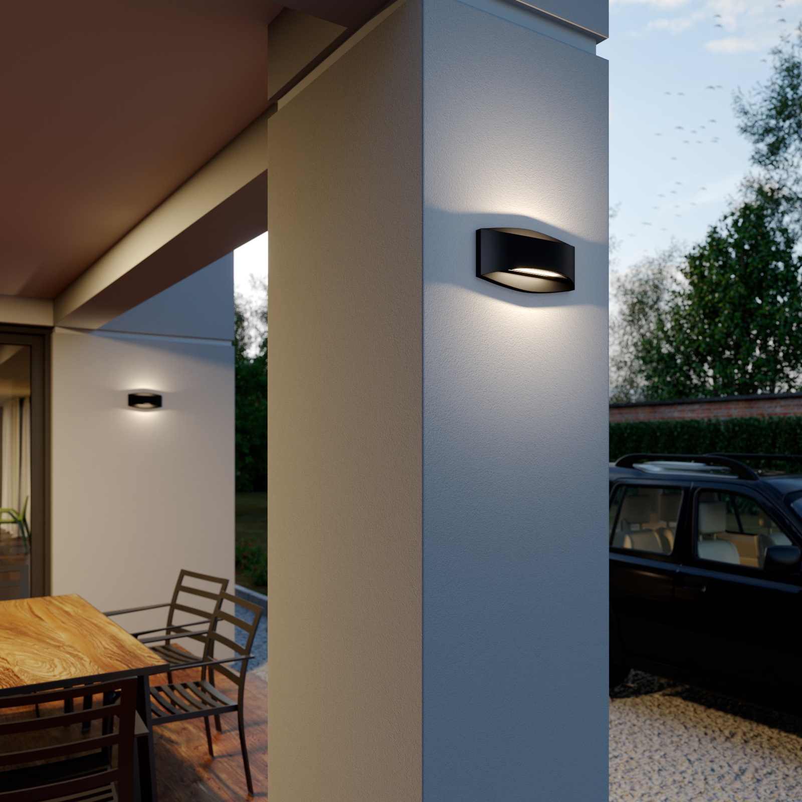 Lindby Evric udendørs LED-væglampe, bredde 25,4 cm