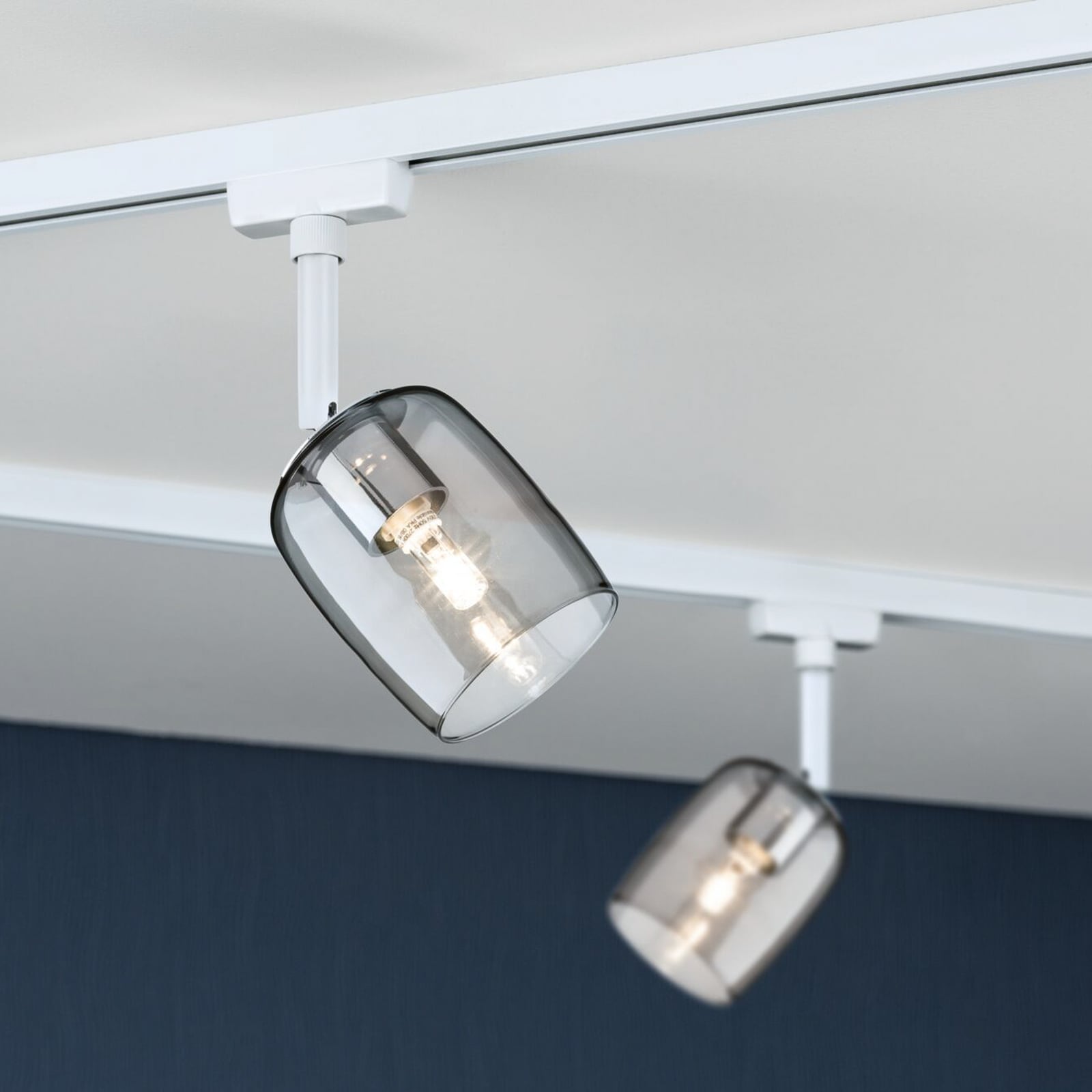 Spot sur rail Paulmann URail Blossom, blanc signal/gris fumé