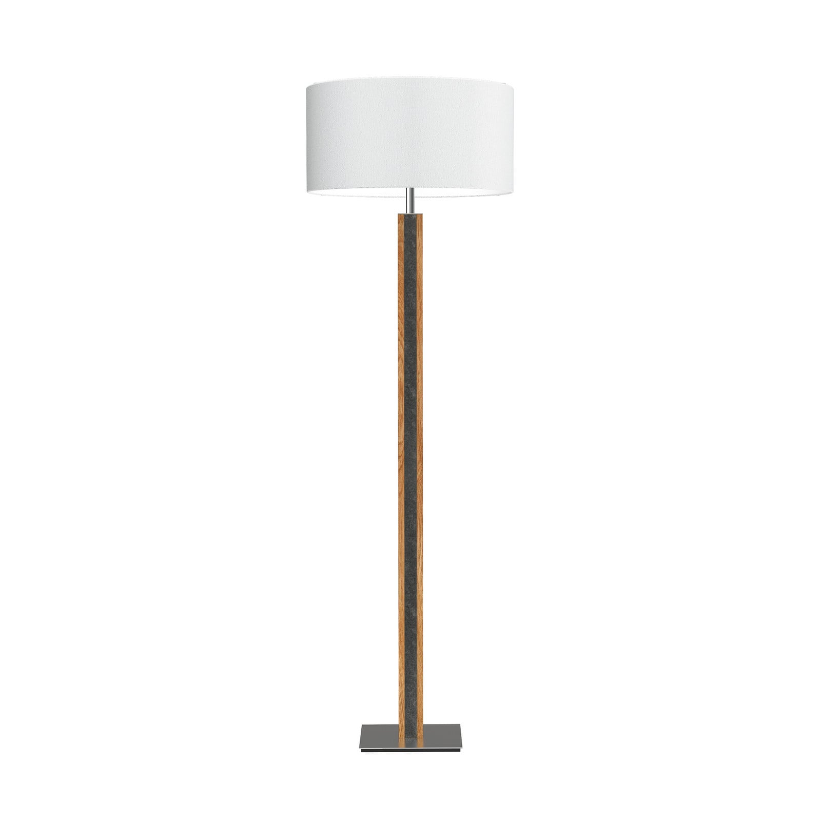 HerzBlut lampadar Karl G rotund lemn/granit alb E27 - Camera de zi / sufragerie - modern - alb gri stejar oiled nichel mat periat