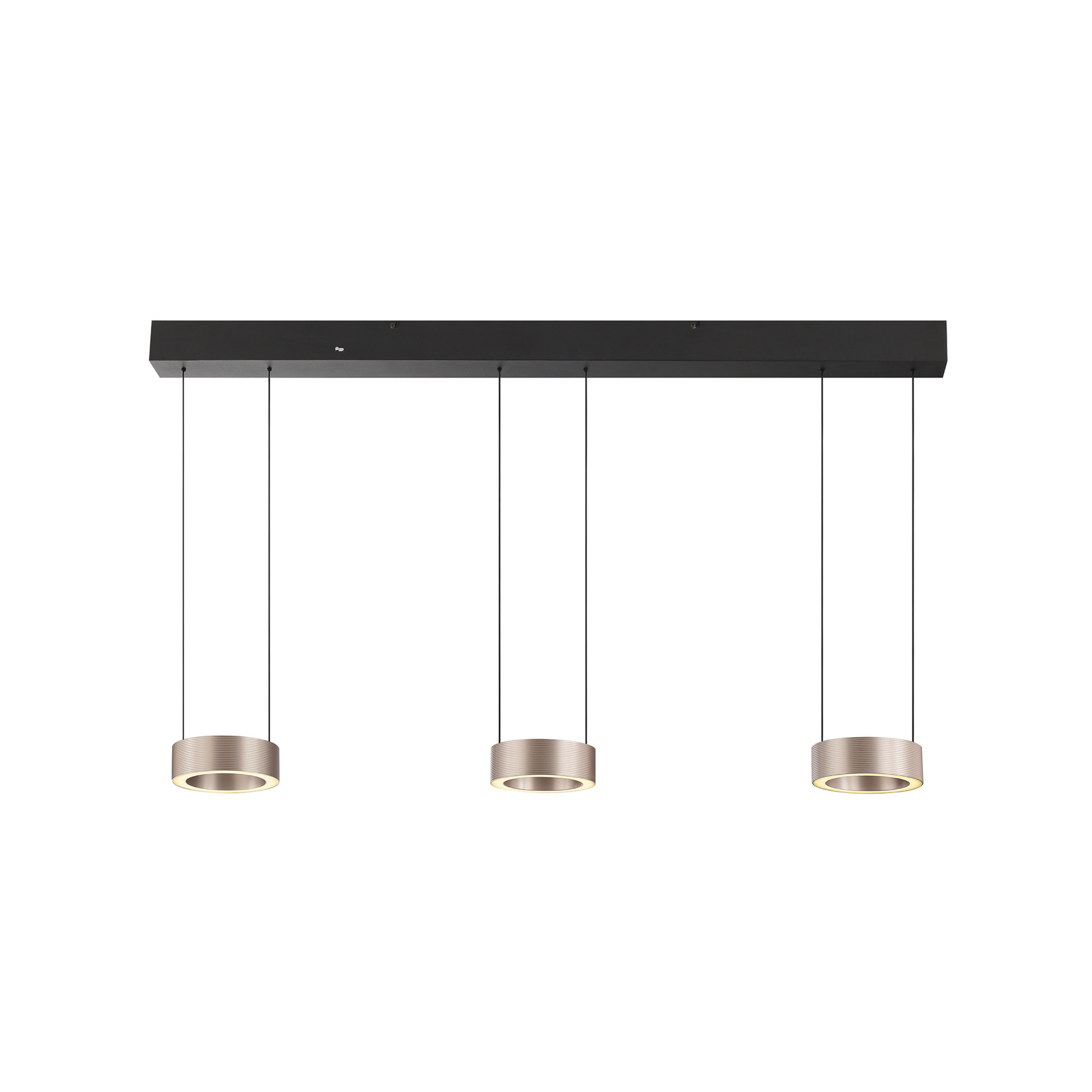 Lampada LED a sospensione Axion, nera/marrone, lunghezza 118 cm, CCT