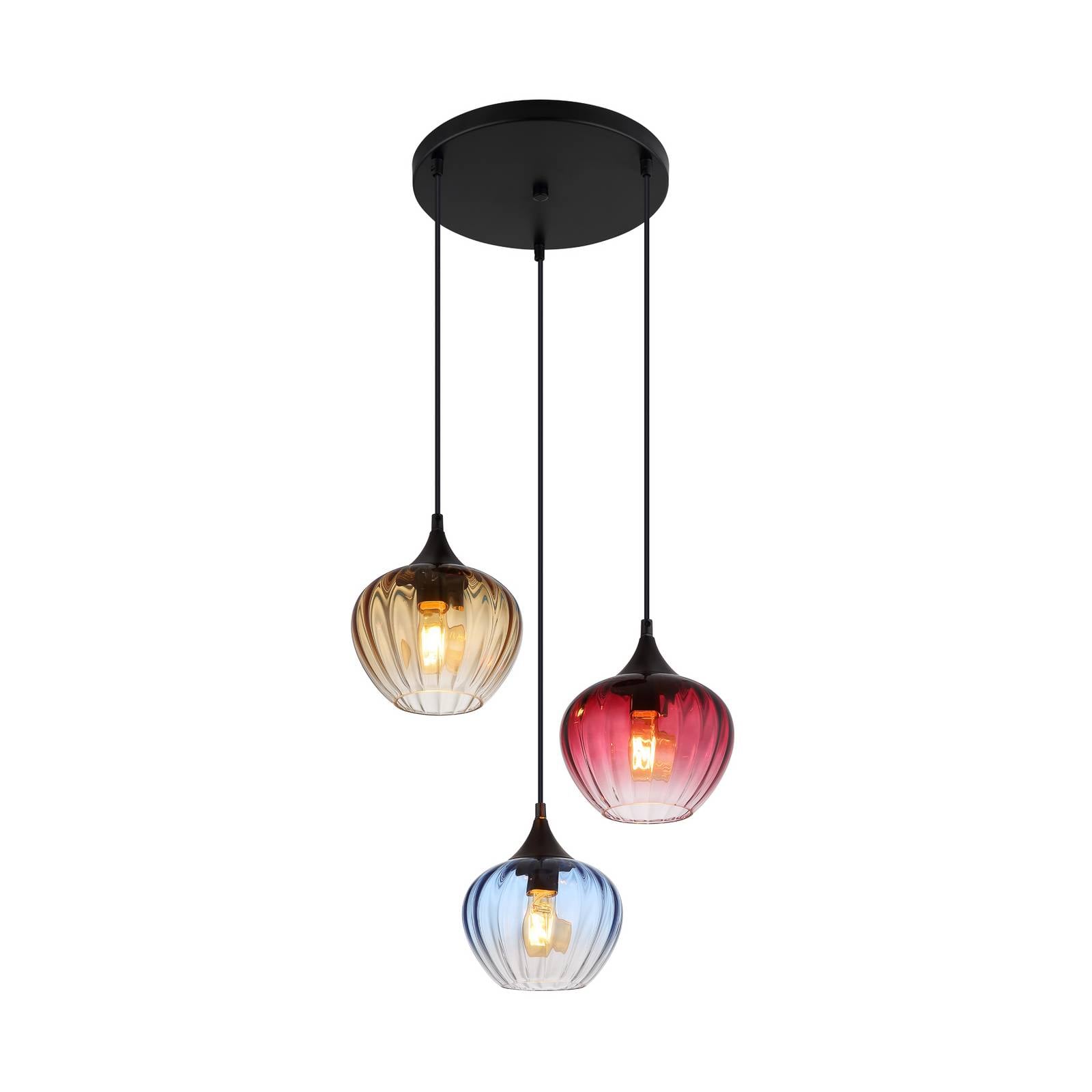 Hängeleuchte Sander, Ø 45 cm, bunt, Glas, 3-flg.