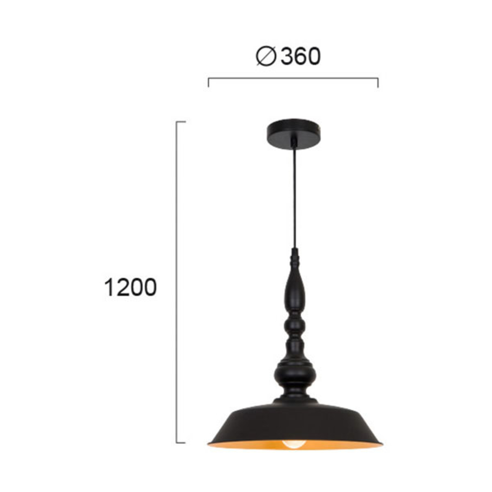 Висяща лампа Colin, черна, Ø 36 cm
