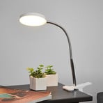 Lampă de masă Lindby LED cu clips Milow, alb, metal, înălțime 36 cm