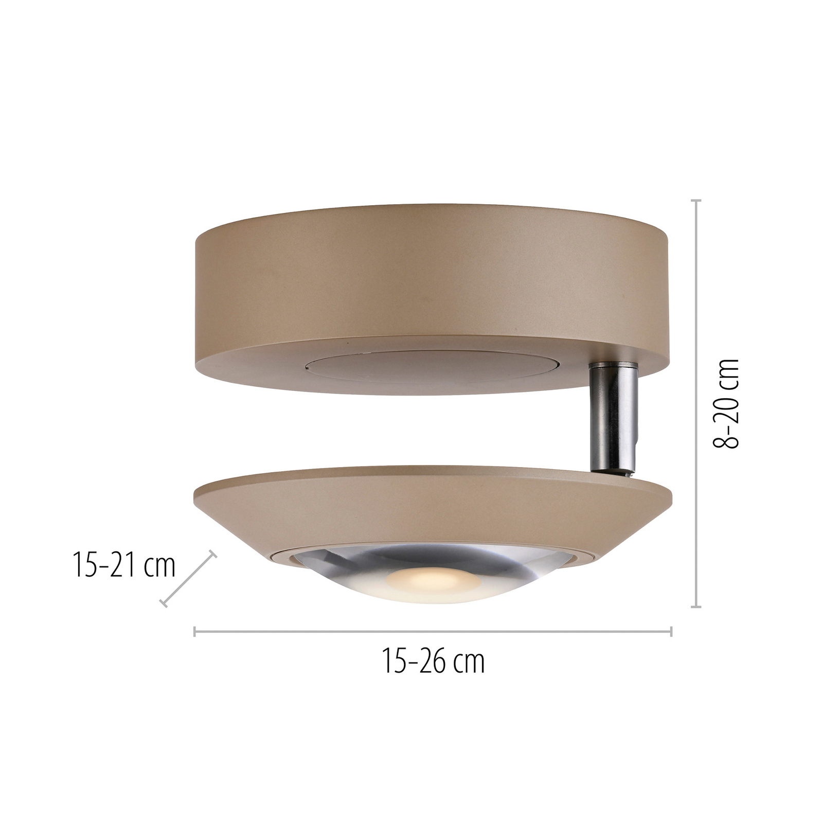 PURE LED плафон Oculis бронзов цвят, Ø 15 cm желязо/стъкло