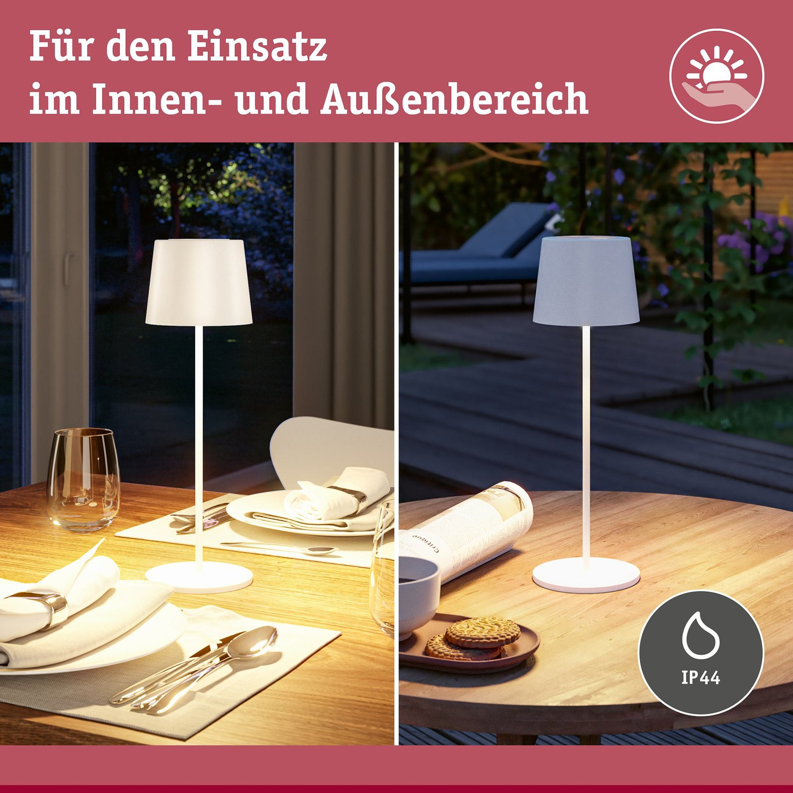 Gilo Portable Table Lamp IP44 Matt White - Paulmann