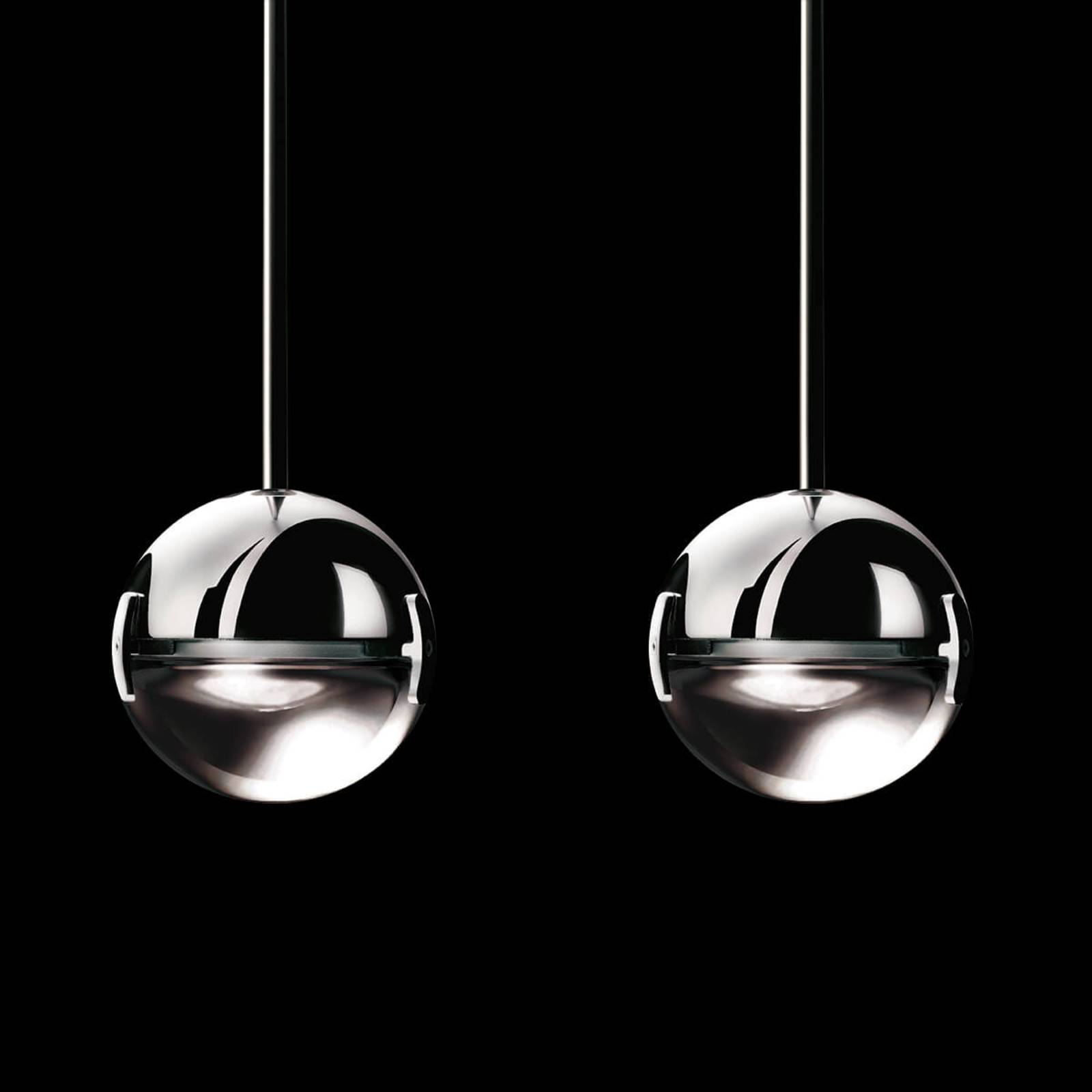 Cini & Nils Two-bulb LED hanging light Convivio, clear, for Living / Dining Room, aluminium, steel, glass, 13 W, energy efficiency: A+