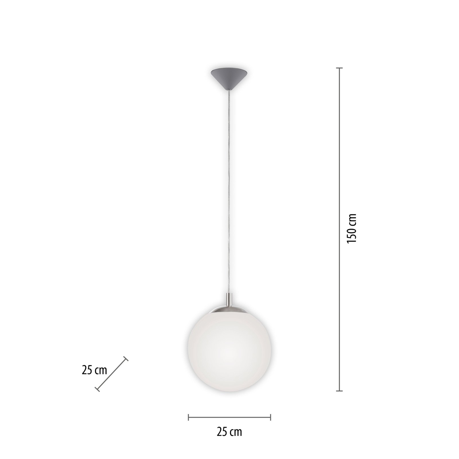 Paul Neuhaus Bolo závěsné svítidlo, skleněné stínidlo, Ø 25 cm