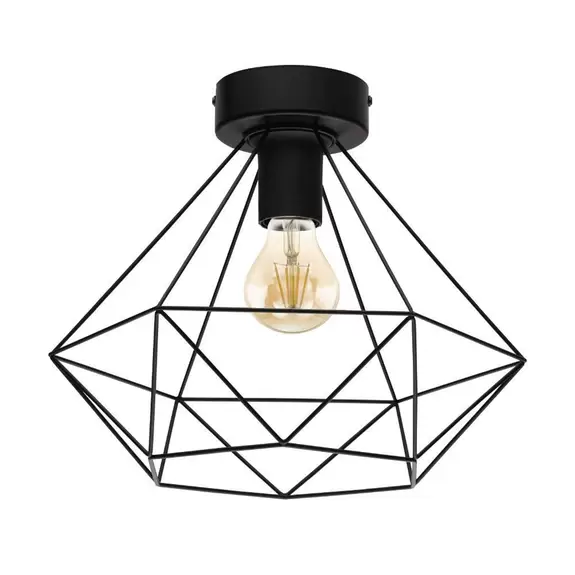 Lampenwelt Käfig-Deckenlampe Tarbes 1fl. Ø 32,5cm schwarz