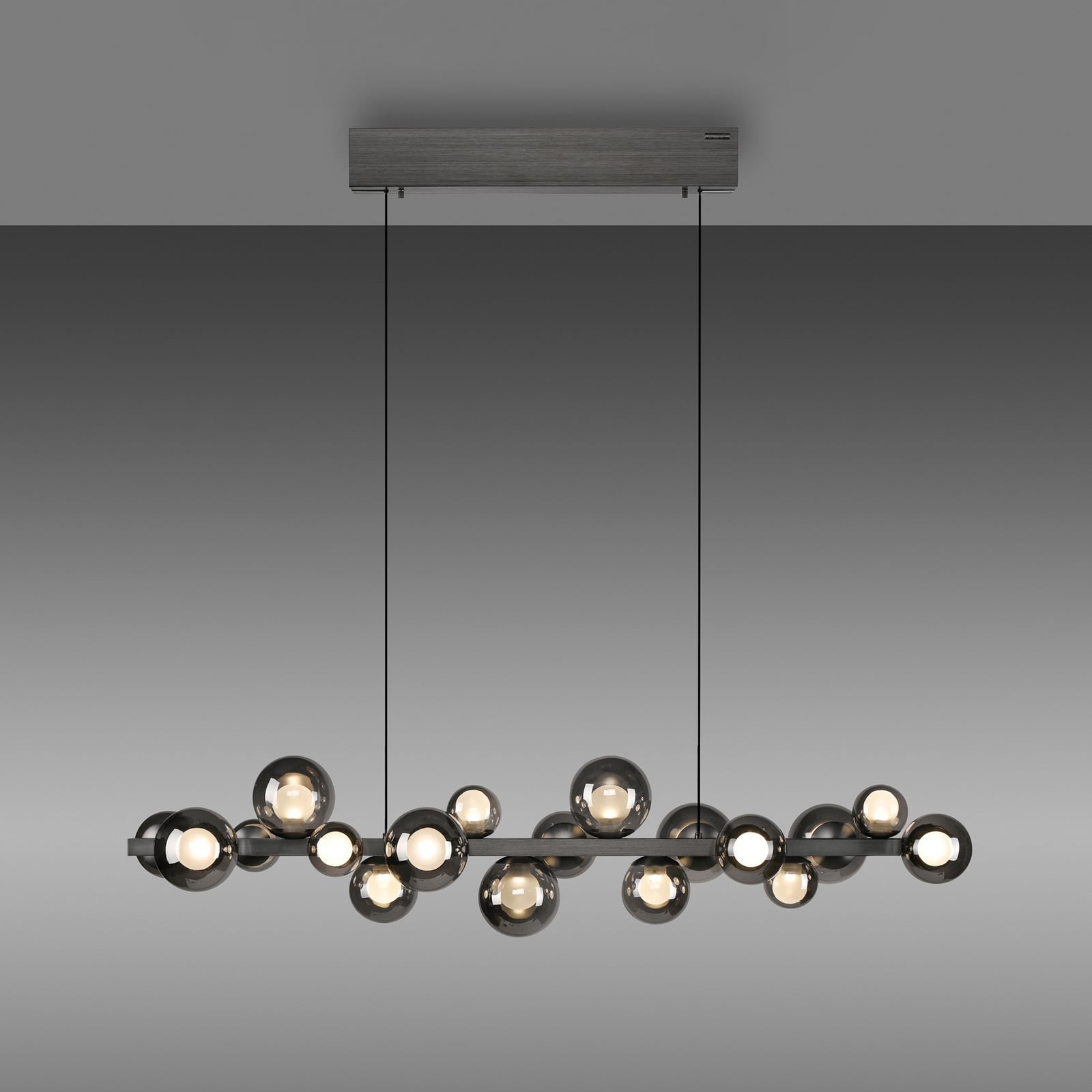 E-Popup LED-Hängelampe, platin, Glas, CCT, 18-flg. - PURE E-Popup LED-Hängelampe, platin, Glas, CCT, 18-flg. - PURE