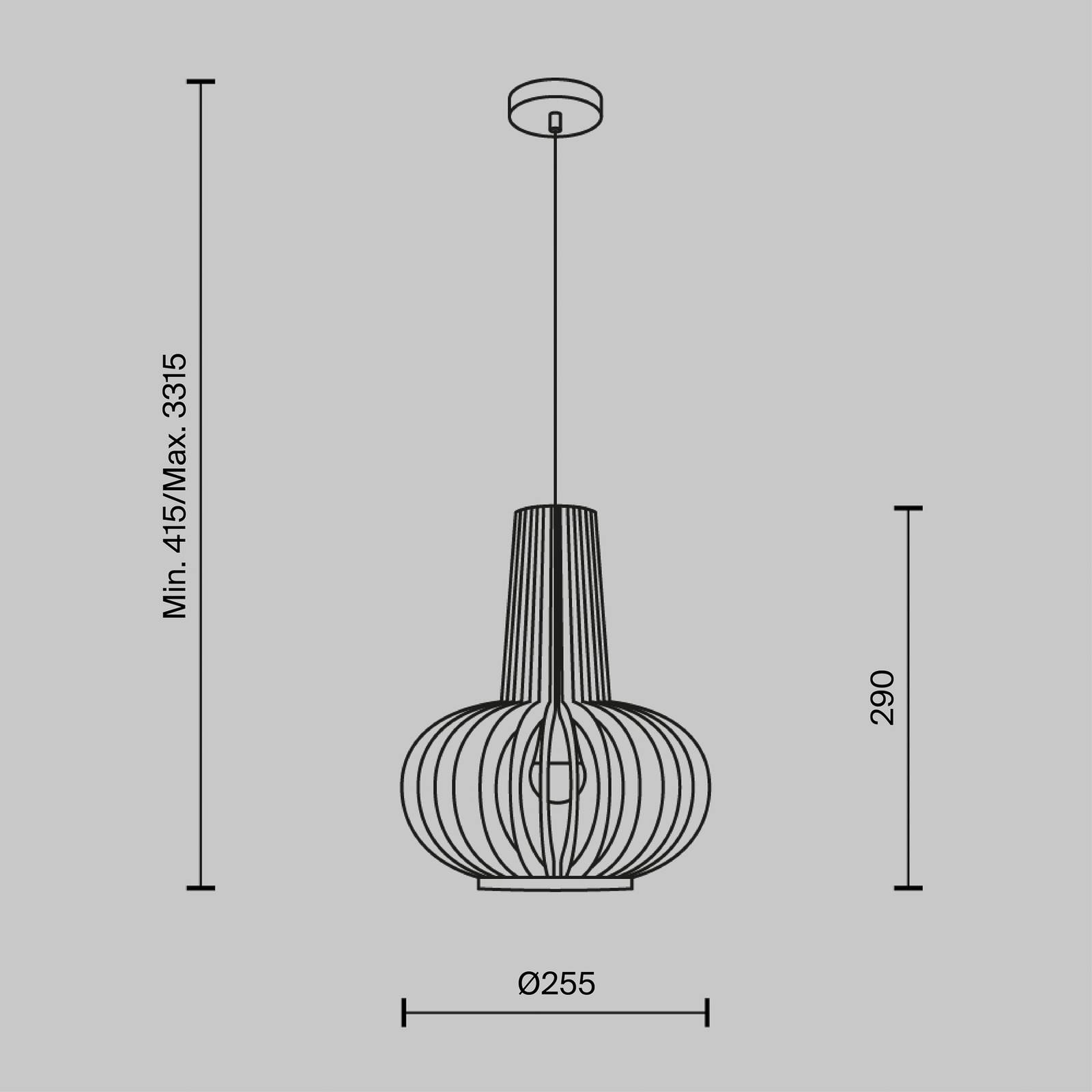 Lampa wisząca Maytoni Roots, Ø 25 cm, wysokość 29 cm, drewno/czarny