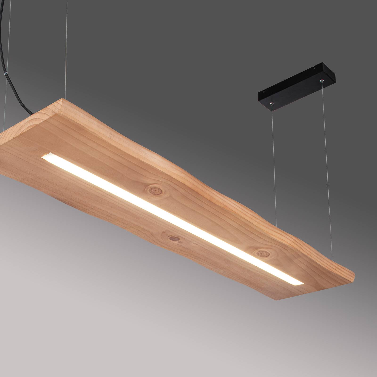 Paul Neuhaus Lampa wisząca LED Palma, drewno, CCT, ściemniana, 120cm