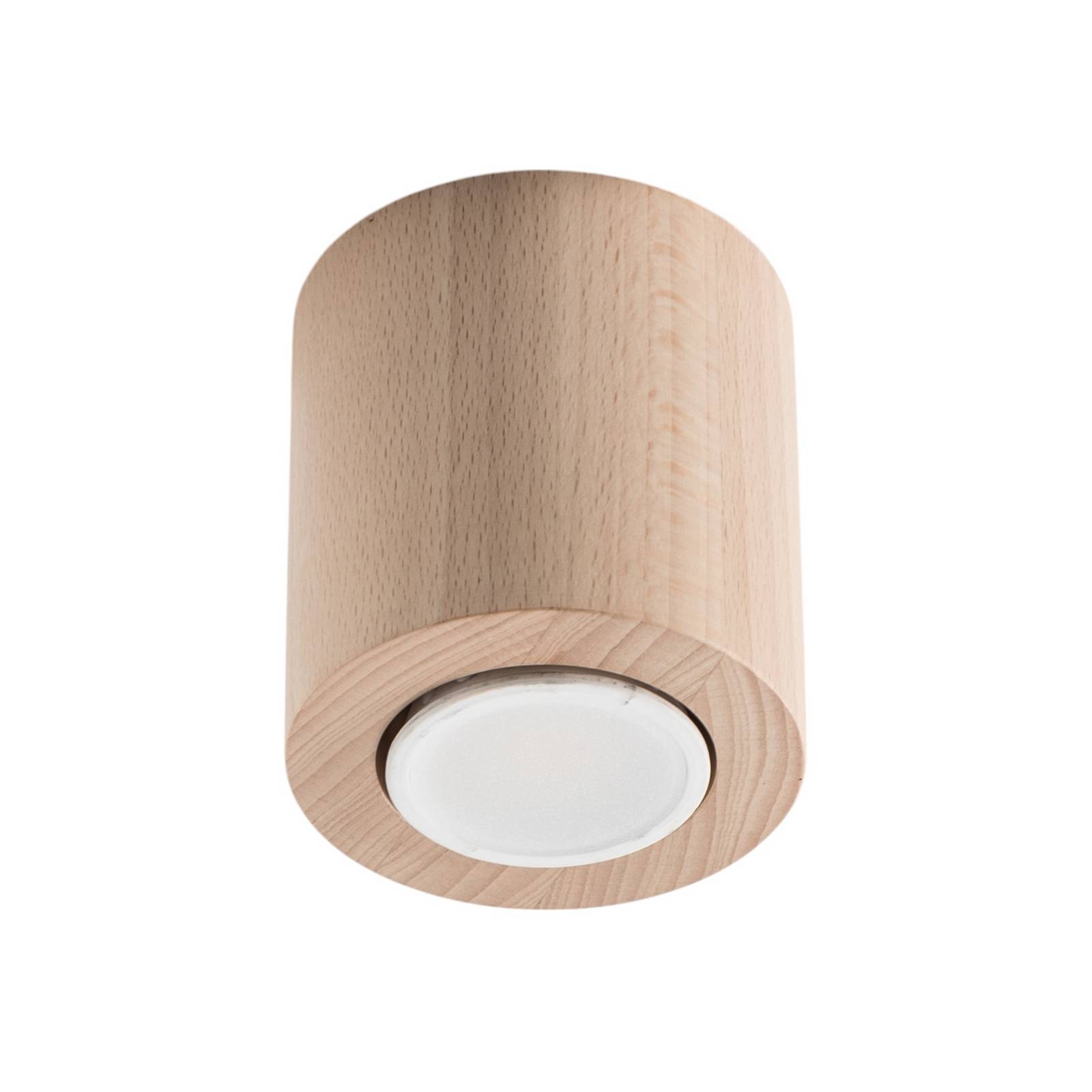 Deckenspot Eve, buche, Holz, Ø 8 cm, GU10