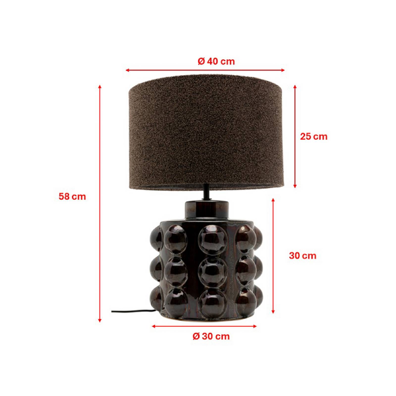 KARE Tischleuchte Calamaro, braun, Porzellan, 58 cm, E27 günstig online kaufen