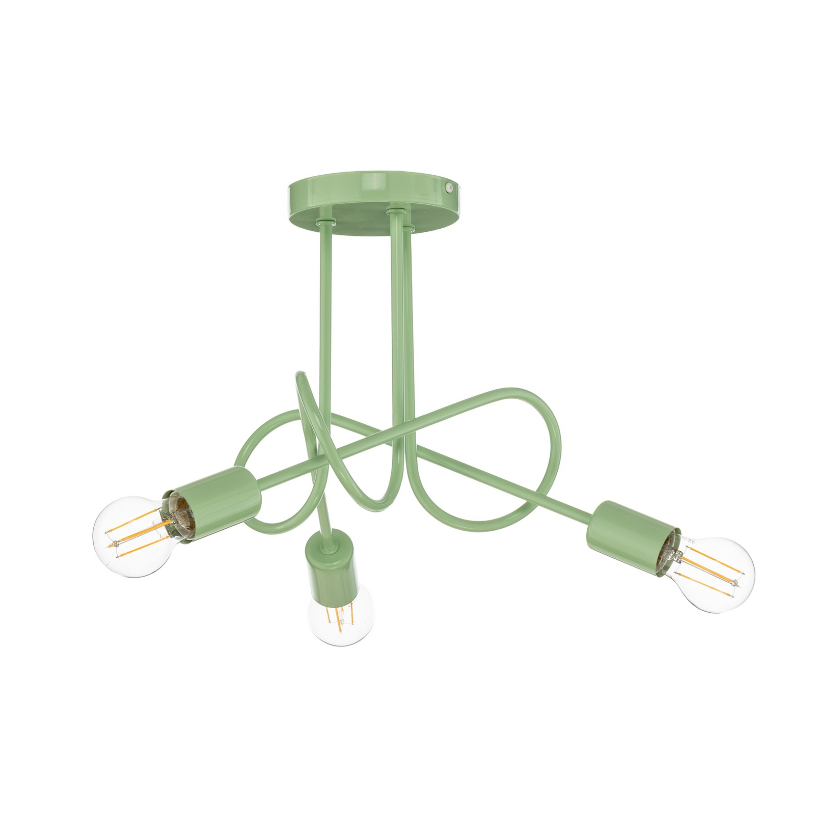 Oxford ceiling light, green, metal, 3-bulb, E27