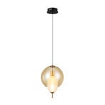 Lampada LED a sospensione Adol, color ambra, Ø 25 cm, vetro