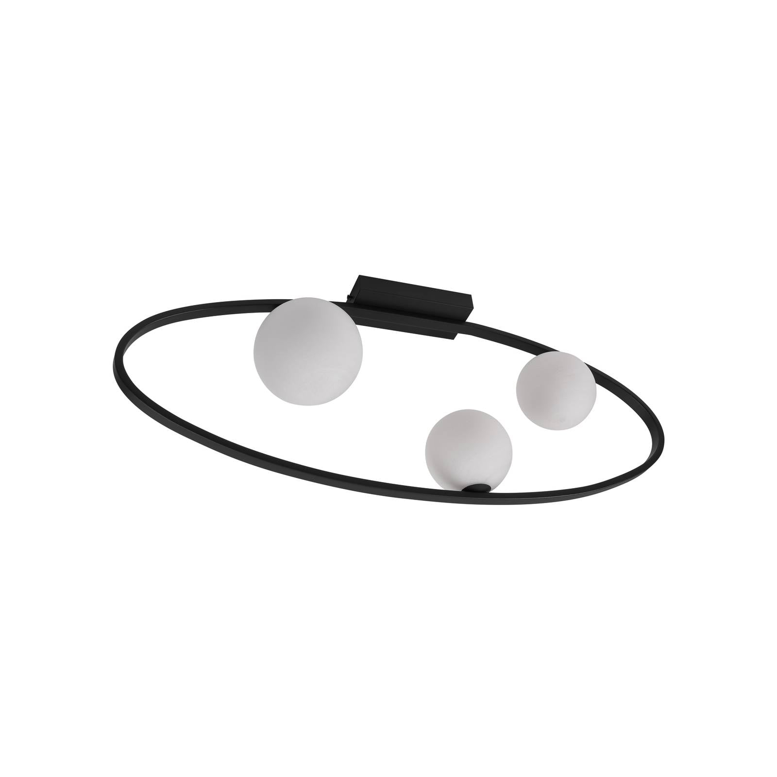 Lucande Deckenleuchte Kulka, 3-flammig, schwarz, Glas, G9