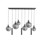 Candeeiro suspenso Bollique, preto, 9 luzes, vidro, metal