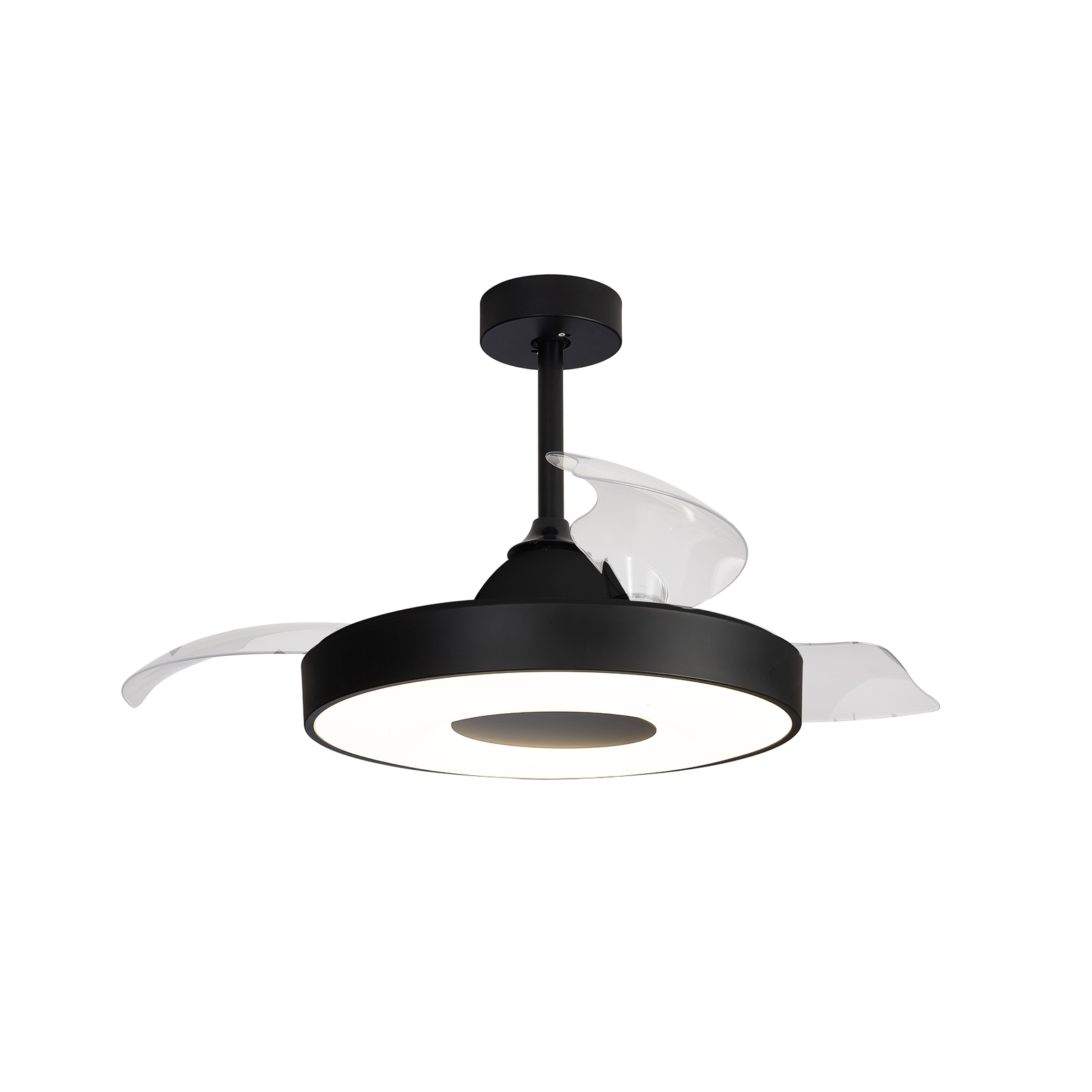 Ventilateur de plafond LED Coin noir moteur DC silencieux 106 cm CCT