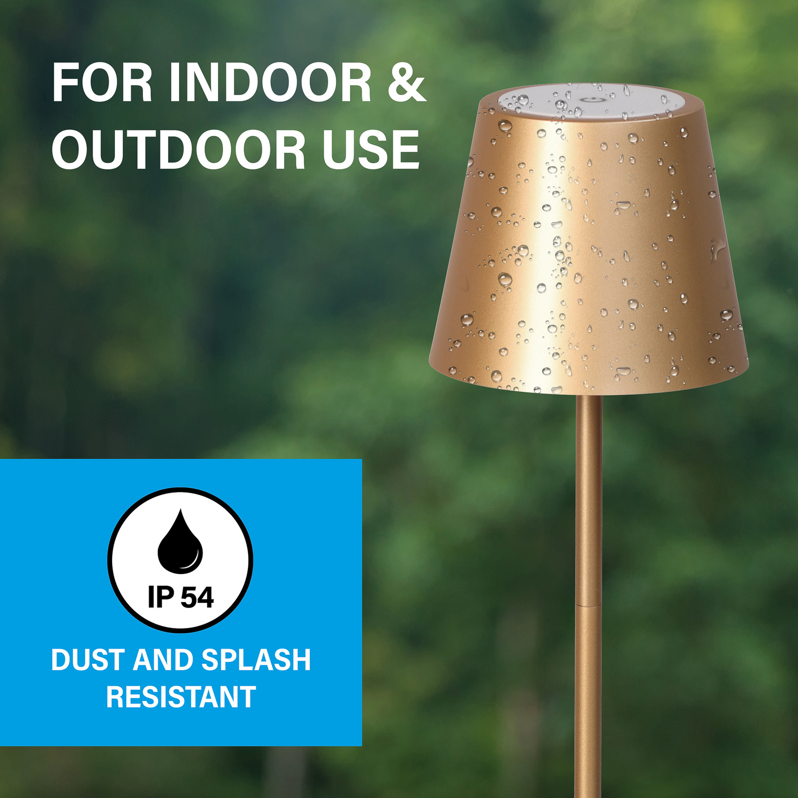 LED-akku-pöytävalaisin Viletto, kahvinruskea, IP54