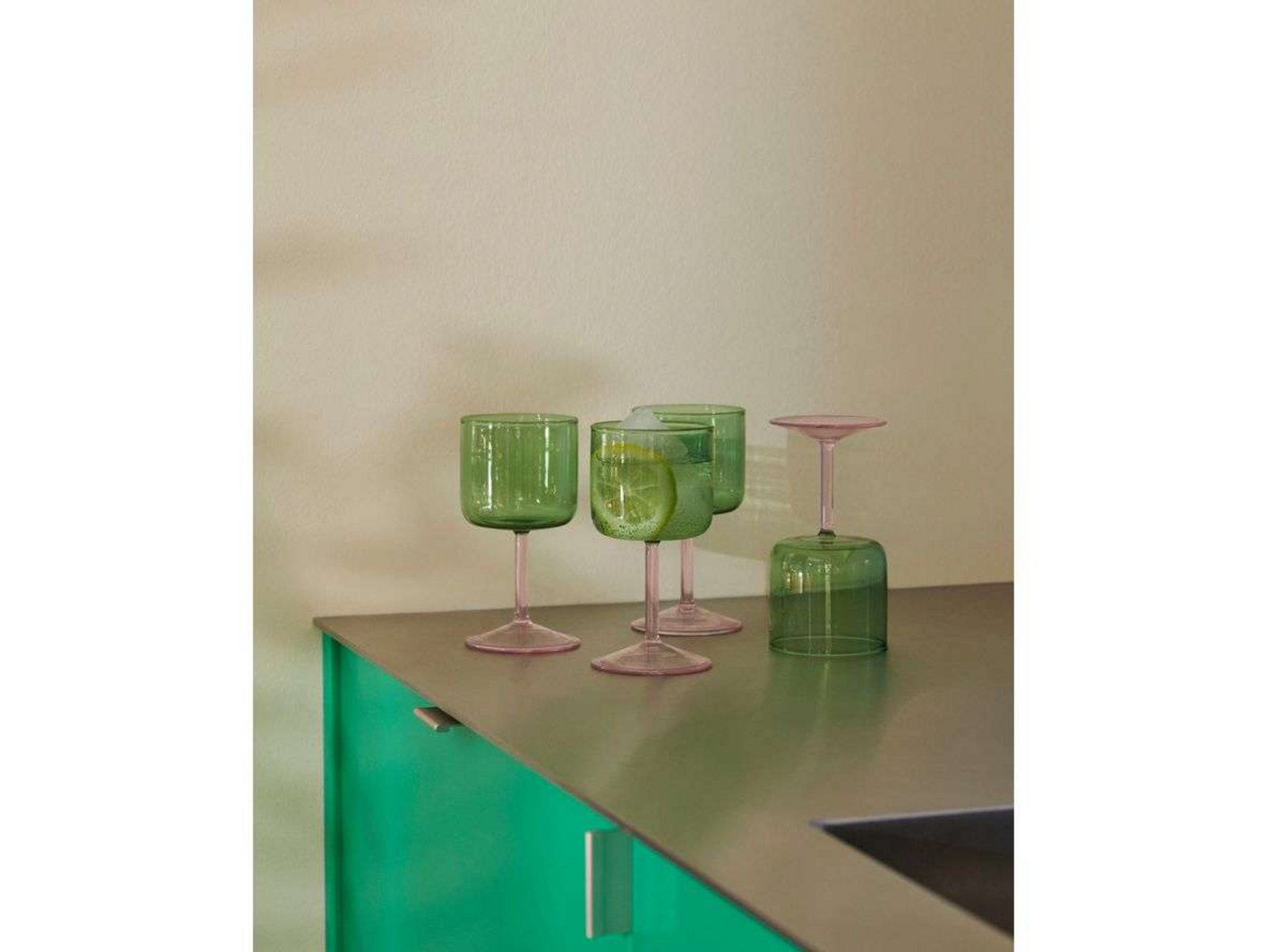 Tint Wine Glass Set of 2 Green/ Pink - HAY